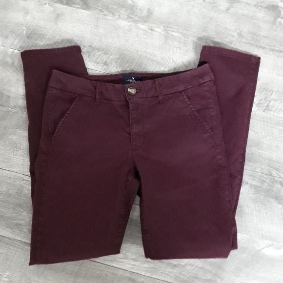 American Eagle Outfitters Pants - AEO 10 burgundy wine stretch skinny pants chinos